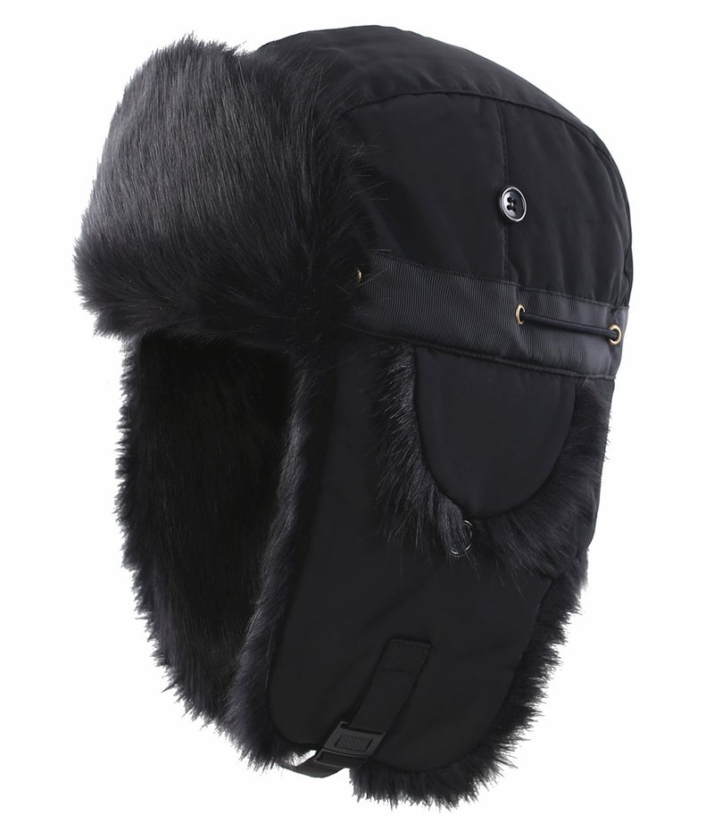Connectyle Unisex Faux Fur Lined Trooper Trapper Hats with Ear Flaps, 55 60cm, Black - Image 2